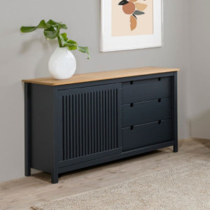 Credenza Bruna 1 anta scorrevole 3 cassetti grigio antracite pino