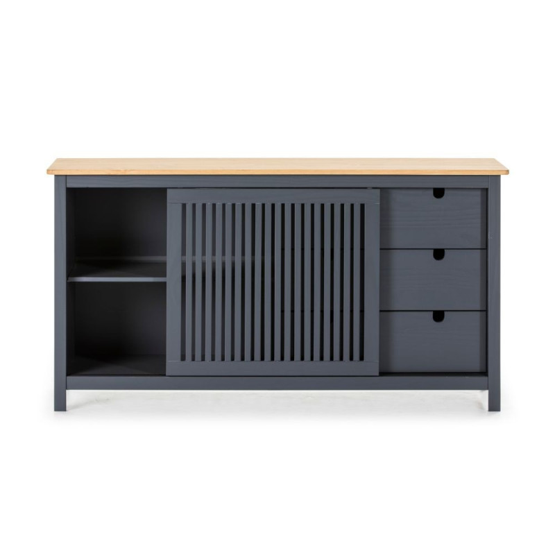 Credenza Bruna 1 anta scorrevole 3 cassetti grigio antracite pino