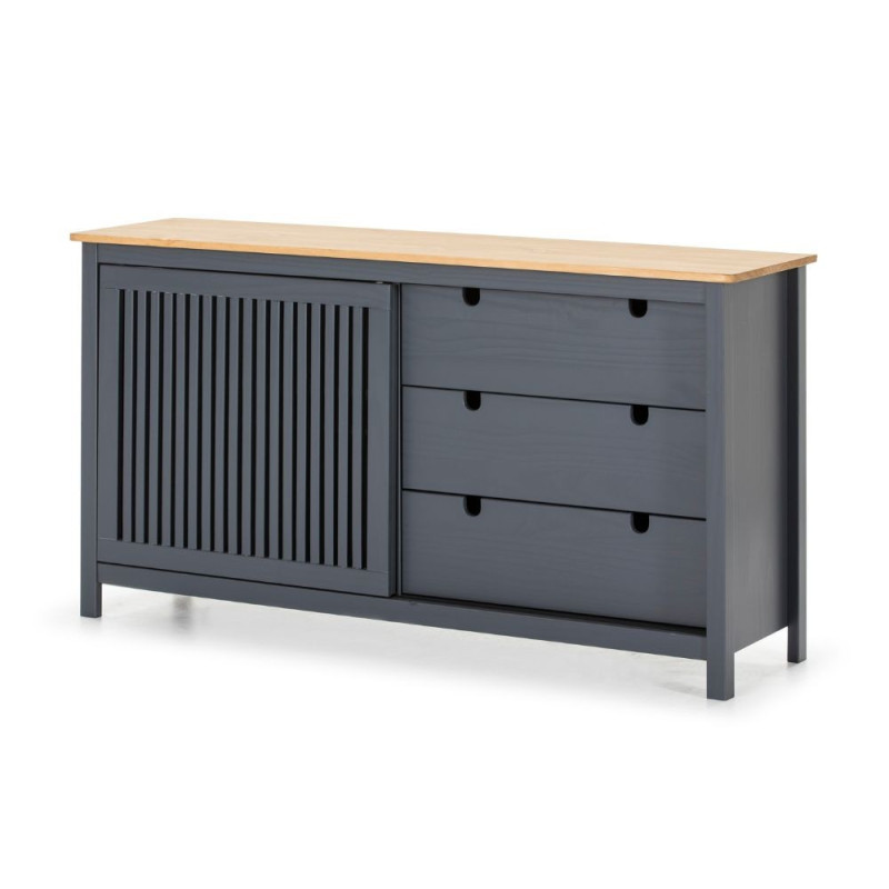 Credenza Bruna 1 anta scorrevole 3 cassetti grigio antracite pino