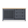 Credenza Bruna 1 anta scorrevole 3 cassetti grigio antracite pino