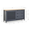 Credenza Bruna 1 anta scorrevole 3 cassetti grigio antracite pino