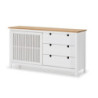 Credenza Bruna 1 anta scorrevole 3 cassetti legno bianco top pino