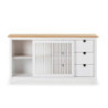 Credenza Bruna 1 anta scorrevole 3 cassetti legno bianco top pino