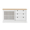Credenza Bruna 1 anta scorrevole 3 cassetti legno bianco top pino