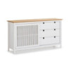 Credenza Bruna 1 anta scorrevole 3 cassetti legno bianco top pino