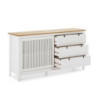 Credenza Bruna 1 anta scorrevole 3 cassetti legno bianco top pino