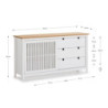 Credenza Bruna 1 anta scorrevole 3 cassetti legno bianco top pino