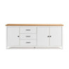 Credenza Miranda 3 ante 3 cassetti legno bianco top pino elegante