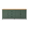 Credenza Miranda in legno massiccio verde con top pino 3 ante
