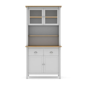 Zoom Credenza Misti con vetrina 4 ante e 2 cassetti in legno massiccio colore bianco e rovere