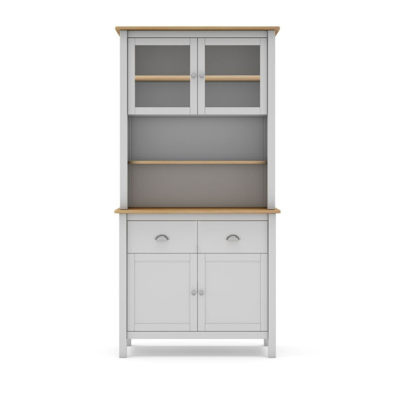 Credenza Misti con vetrina 4 ante 2 cassetti legno bianco rovere