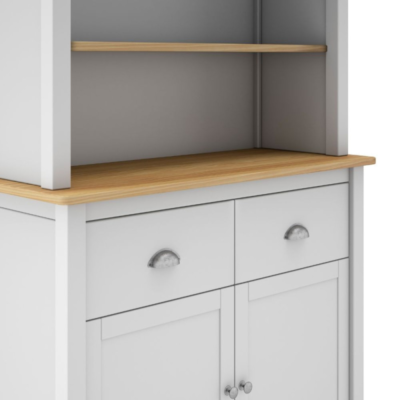 Credenza Misti con vetrina 4 ante 2 cassetti legno bianco rovere