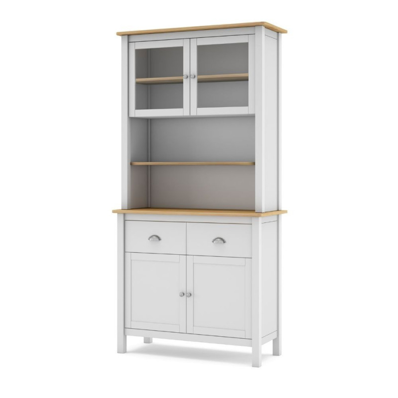 Credenza Misti con vetrina 4 ante 2 cassetti legno bianco rovere