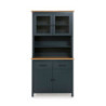 Credenza Miranda vetrina 4 ante 2 cassetti legno blu e rovere