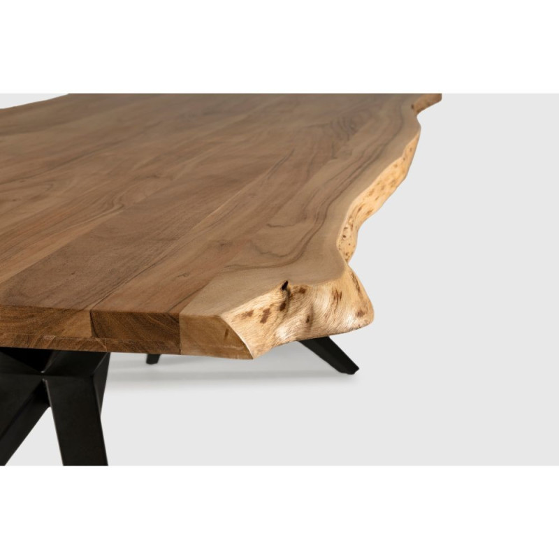 Tavolo rettangolare fisso Mudri legno acacia e metallo nero