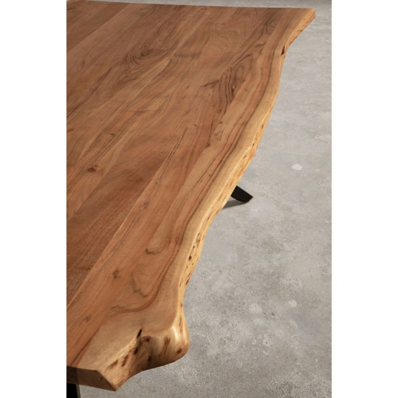 Tavolo rettangolare fisso Mudri legno acacia e metallo nero