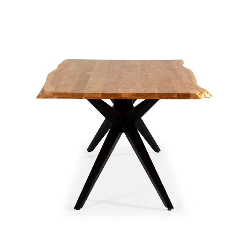 Tavolo rettangolare fisso Mudri legno acacia e metallo nero