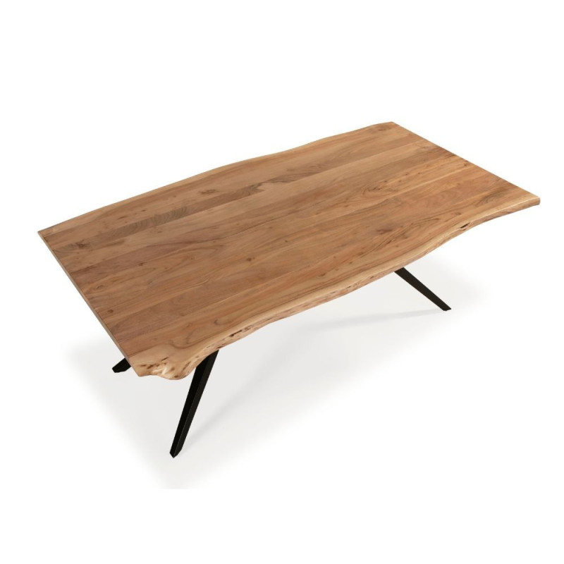 Tavolo rettangolare fisso Mudri legno acacia e metallo nero
