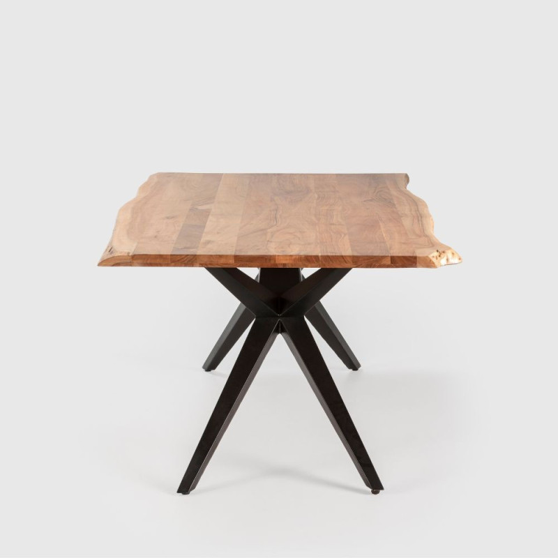 Tavolo rettangolare fisso Mudri legno acacia e metallo nero