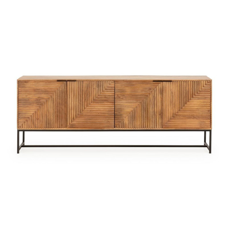 Credenza Nereida 210 cm legno massiccio 4 ante metallo nero
