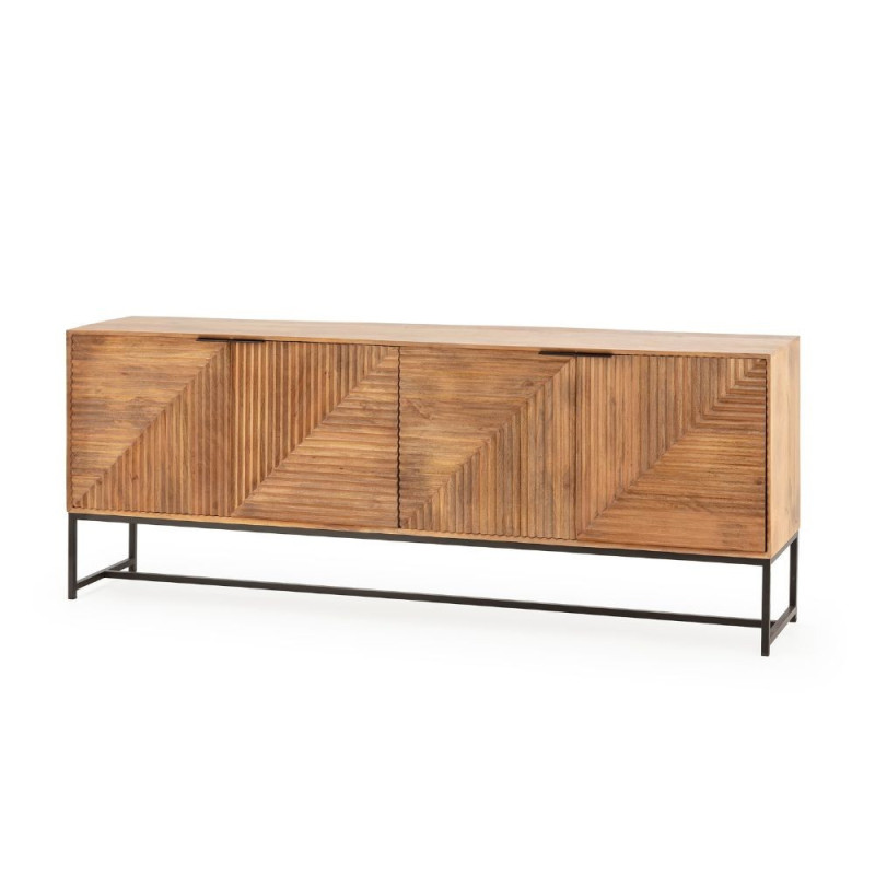 Credenza Nereida 210 cm legno massiccio 4 ante metallo nero
