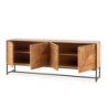 Credenza Nereida 210 cm legno massiccio 4 ante metallo nero