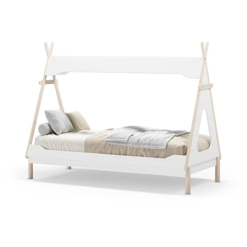 Letto a capanna Nora legno massiccio bianco singolo design