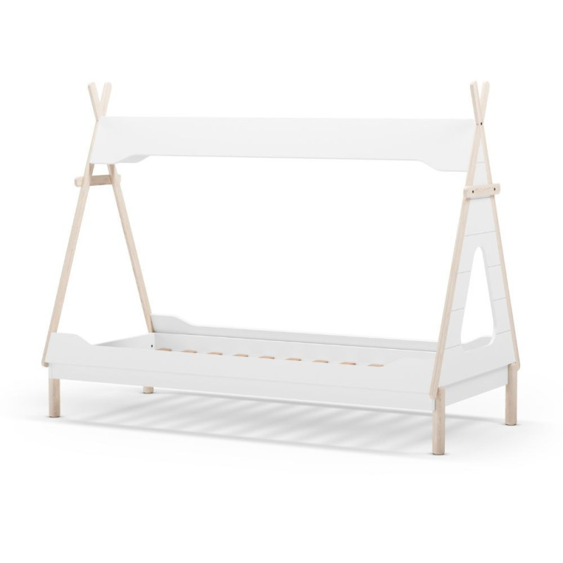 Letto a capanna Nora legno massiccio bianco singolo design