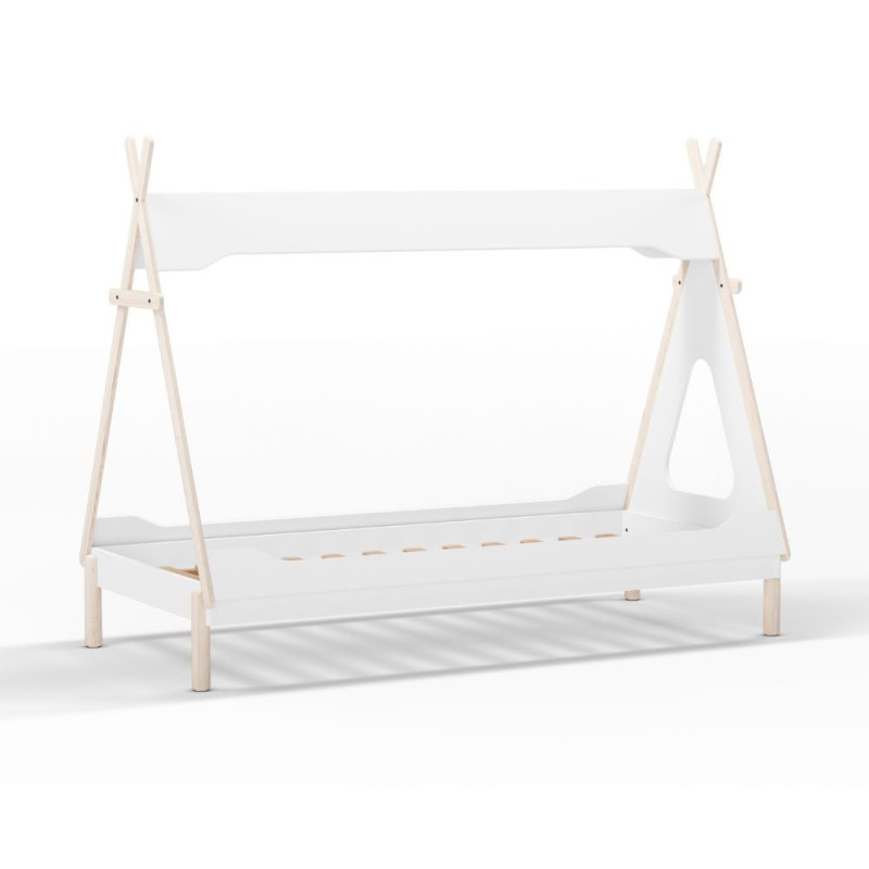 Letto a capanna Nora legno massiccio bianco singolo design