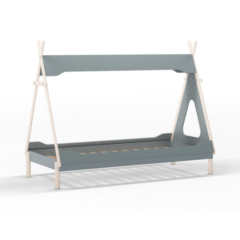 Letto a capanna Nora legno massiccio verde petrolio e bianco