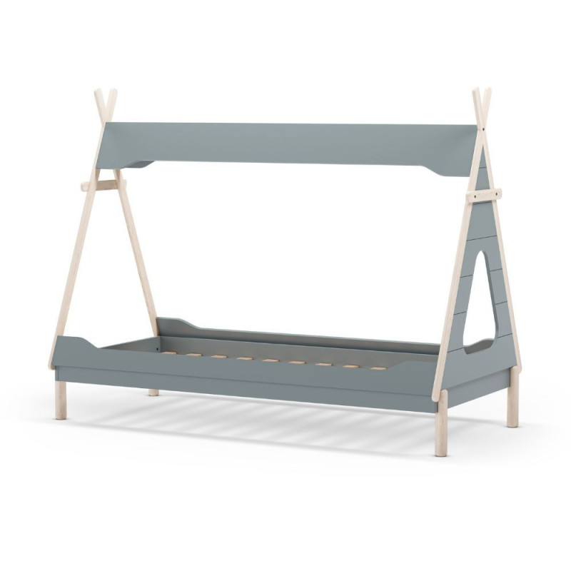 Letto a capanna Nora legno massiccio verde petrolio e bianco