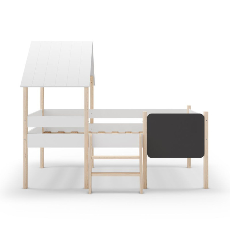 Letto a castello singolo Mint legno massiccio bianco lavagnetta