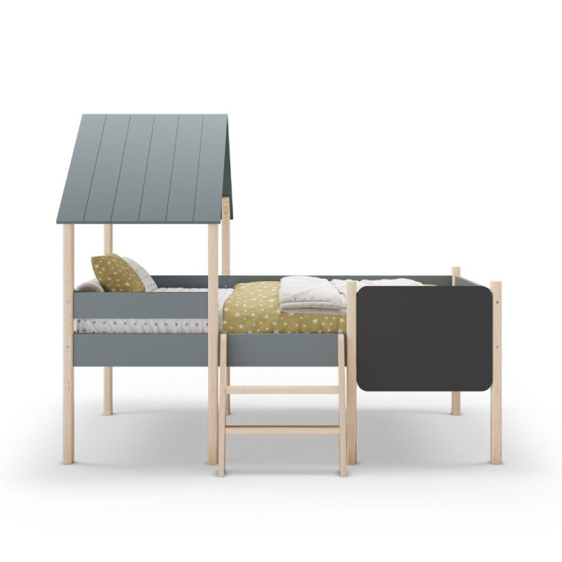 Letto a castello singolo Mint legno massiccio verde cachi e pino