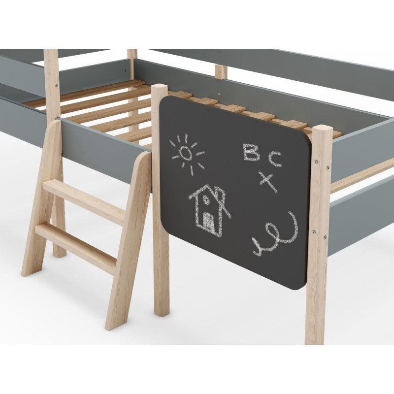 Letto a castello singolo Mint legno massiccio verde cachi e pino