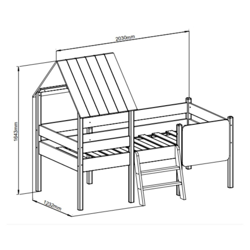 Letto a castello singolo Mint legno massiccio verde cachi e pino