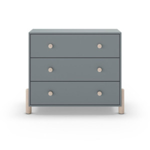 Zoom Cassettiera Enola in legno massiccio con 3 cassetti verde cachi e gambe pino