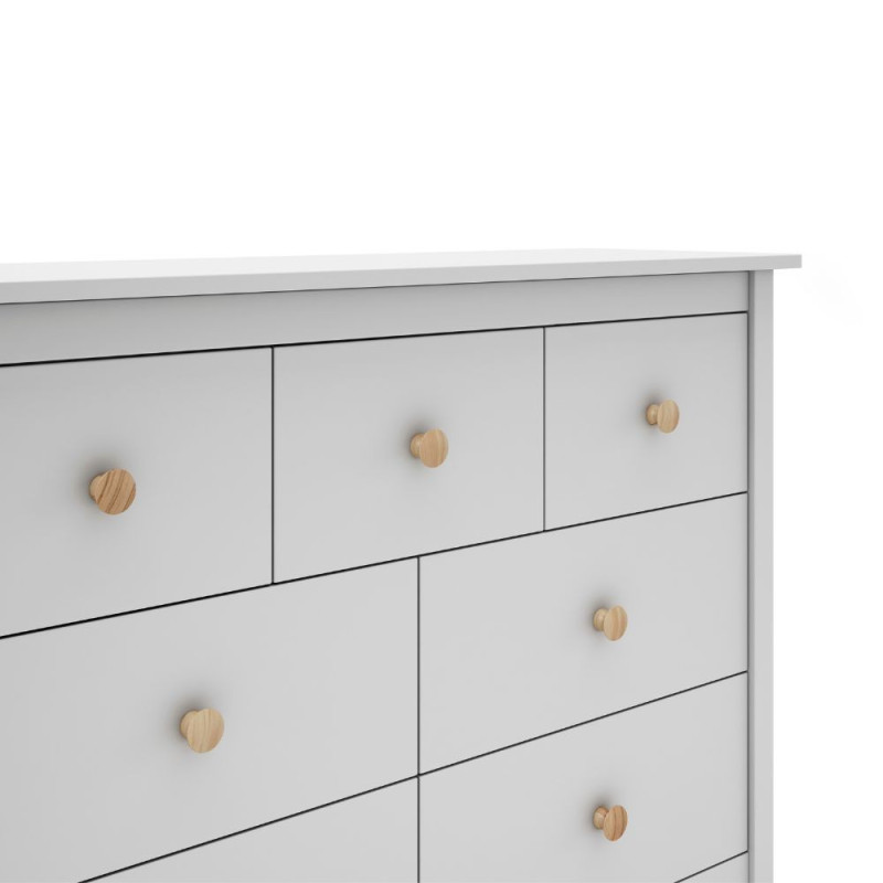 Cassettiera Max 4 cassetti 3 cassettini legno massiccio bianco