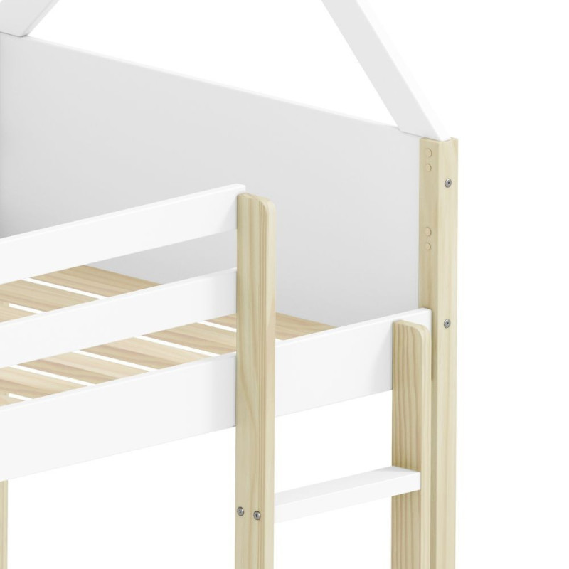 Letto a castello Montessori casetta legno bianco sicuro e creativo