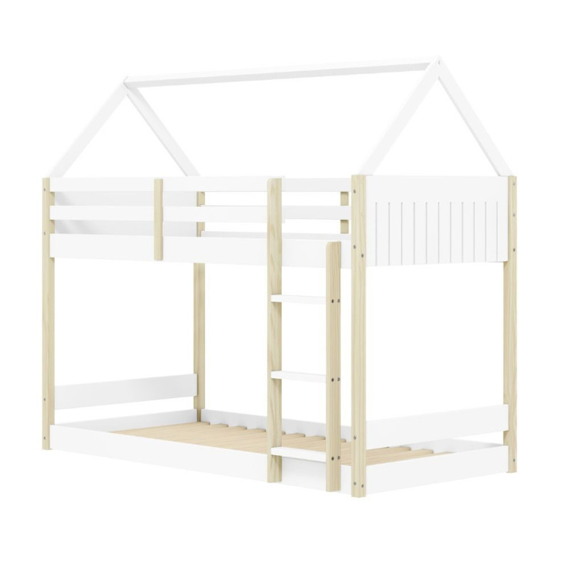 Letto a castello Montessori casetta legno bianco sicuro e creativo