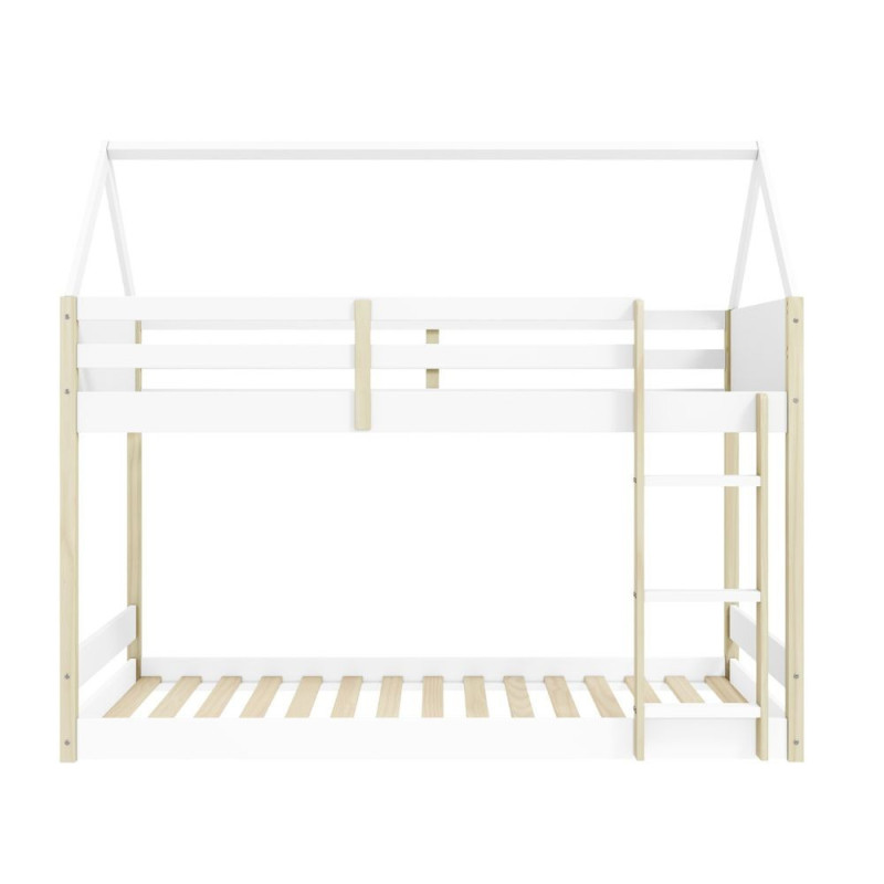 Letto a castello Montessori casetta legno bianco sicuro e creativo