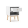 Comodino Esteban cameretta legno massiccio bianco 1 cassetto