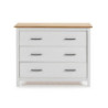 Comò Miranda 3 cassetti legno massiccio bianco top pino design