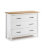 Comò Miranda 3 cassetti legno massiccio bianco top pino design