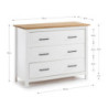 Comò Miranda 3 cassetti legno massiccio bianco top pino design