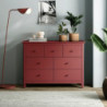 Cassettiera Misti in legno massiccio bordeaux 4 cassettoni 3 cassettini