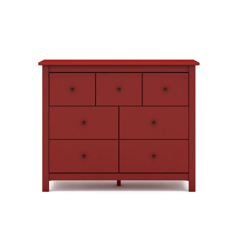 Cassettiera Misti in legno massiccio bordeaux 4 cassettoni 3 cassettini