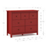 Cassettiera Misti in legno massiccio bordeaux 4 cassettoni 3 cassettini