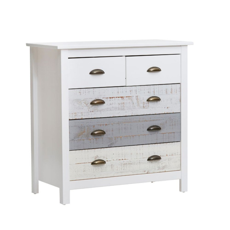 Comò Romantica 3 cassettoni 2 cassettini legno massiccio multicolor