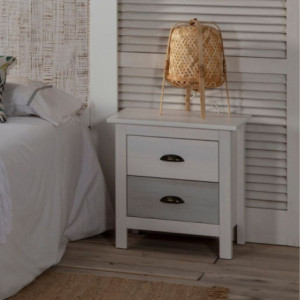 Comodino Romantica 2 cassetti legno massiccio multicolor