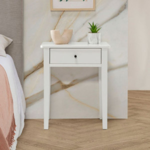 Comodino Bart legno massiccio 1 cassetto colore bianco moderno